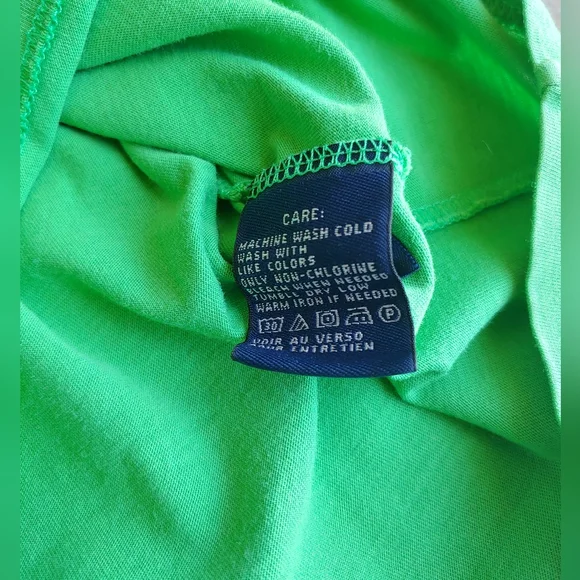 Ralph Lauren Sport Preppy Lime Green Pink Logo Vintage T-shirt Top - Picture 8 of 13